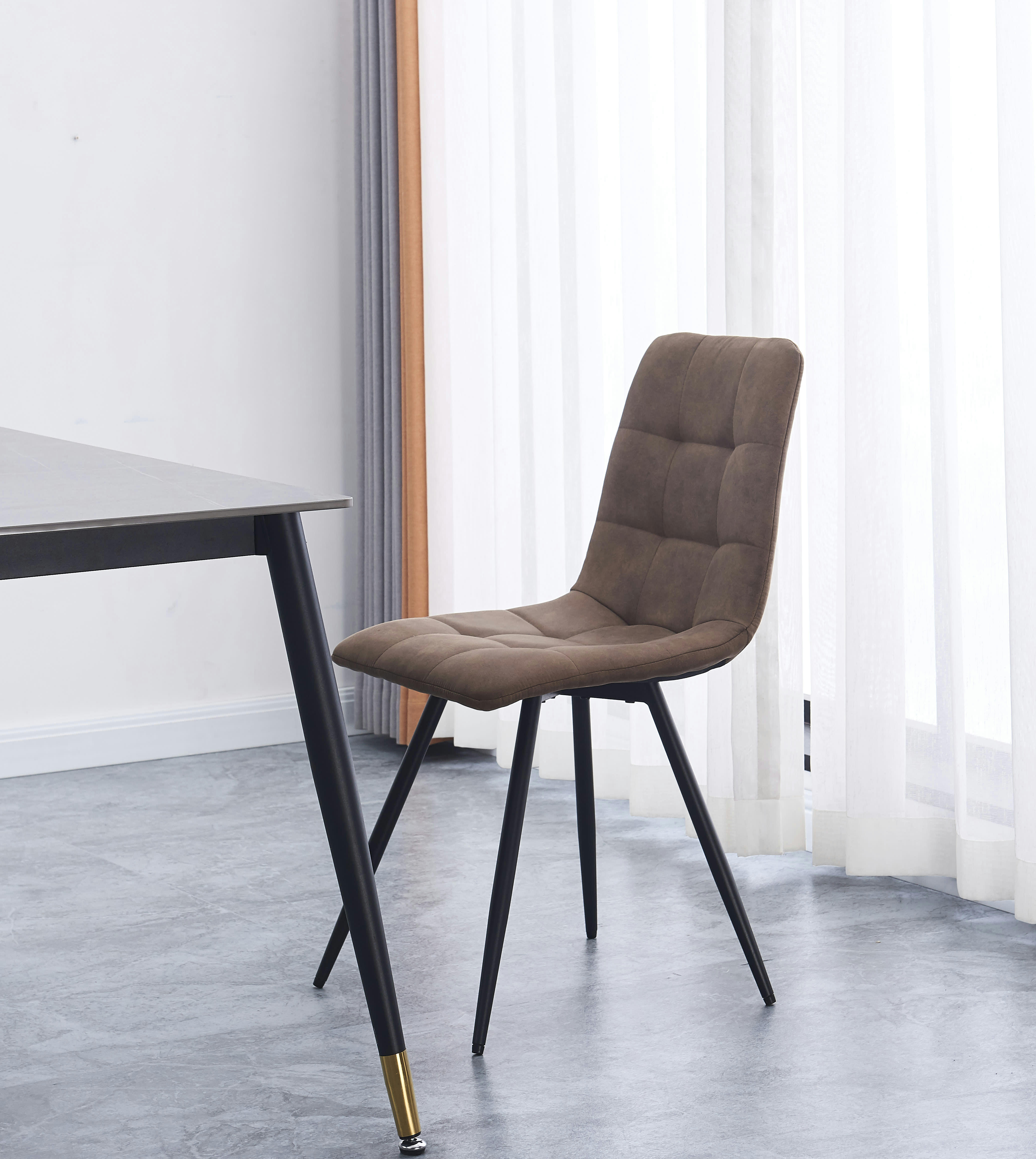 - Lot de 2 chaises scandinaves en métal et simili marron