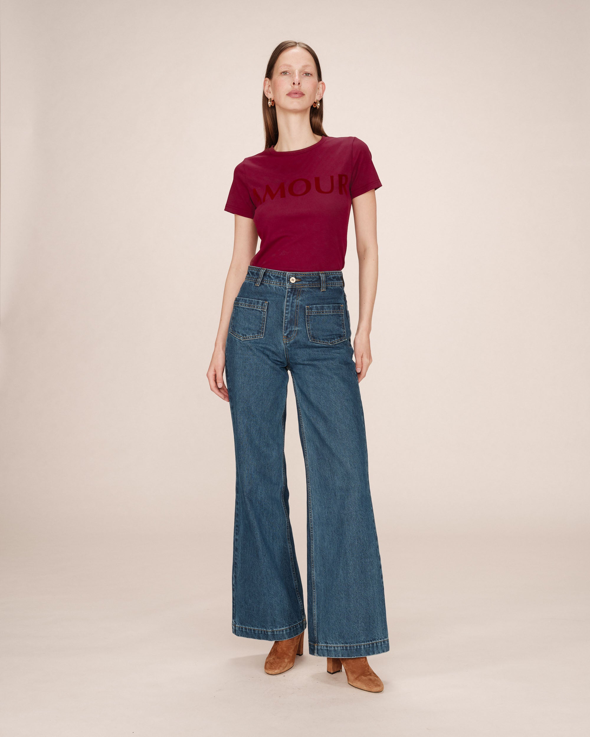 T-shirt a message bordeaux Sixte