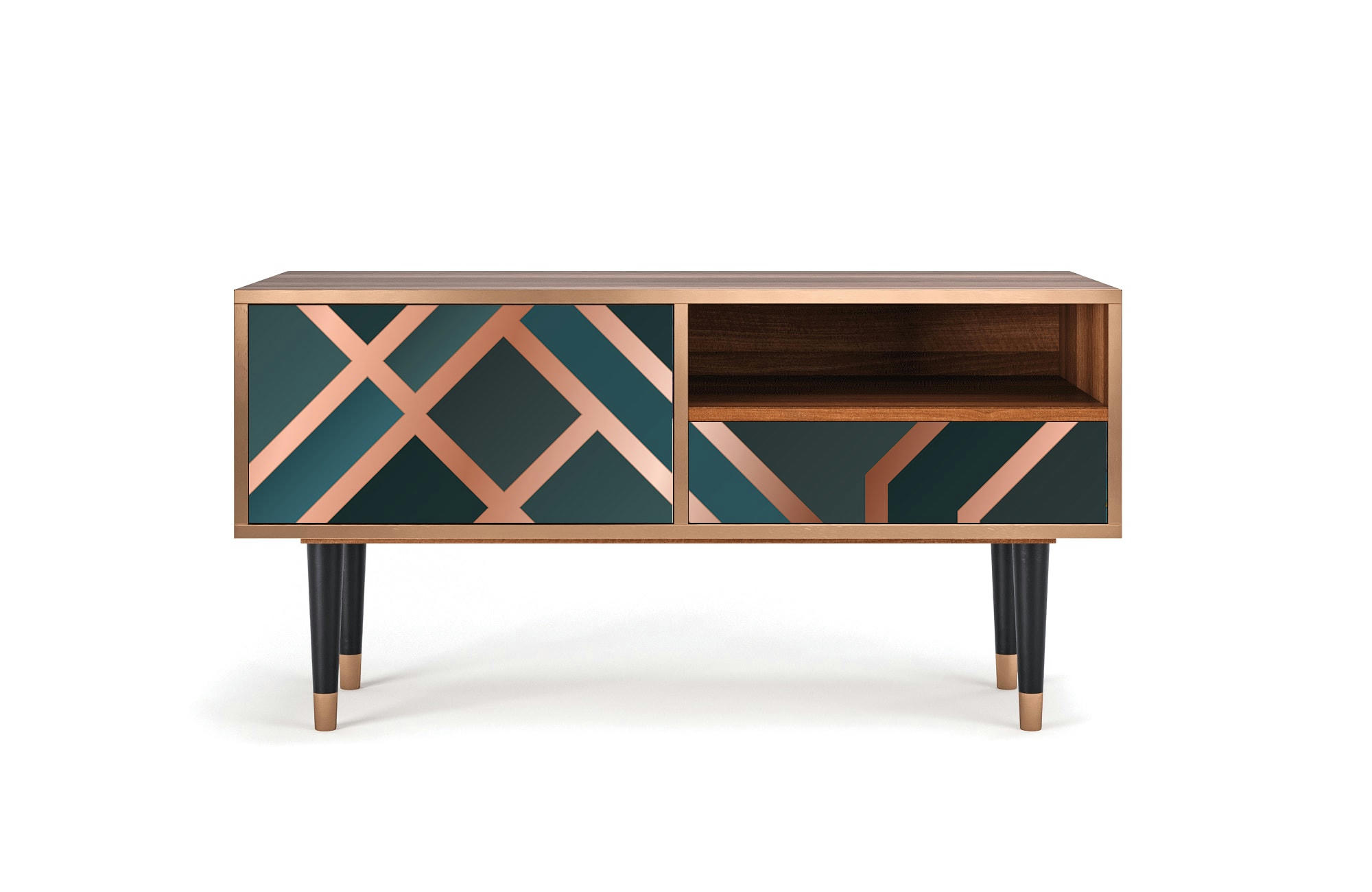 BRONZE CROSSROAD - Meuble TV  bleu-vert 1 tiroir et 1 porte L 115 cm