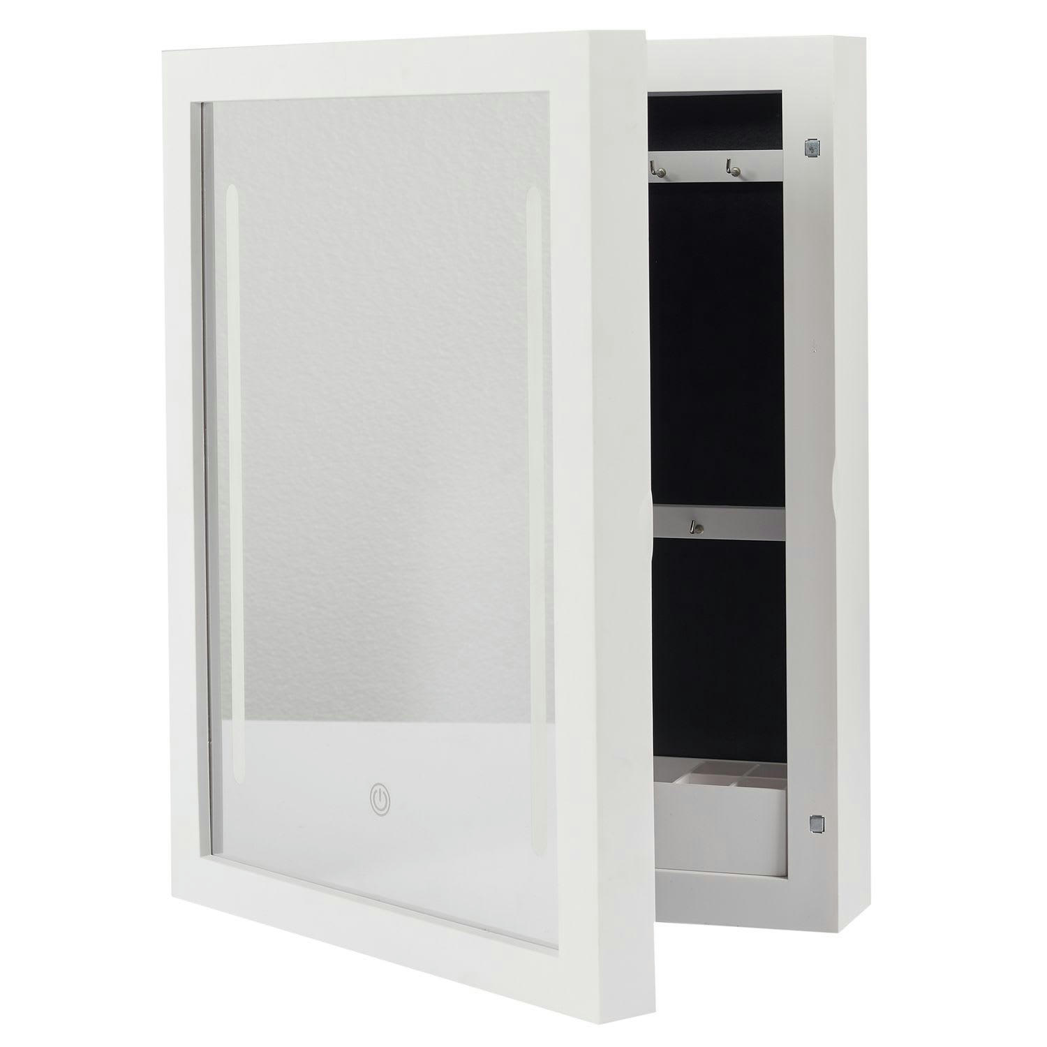 - Rangement mural avec miroir led blanc