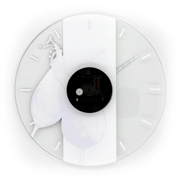 Wanduhr, HxT: 30 x 4 cm, transparent/weiß, ohne ink. Batterie