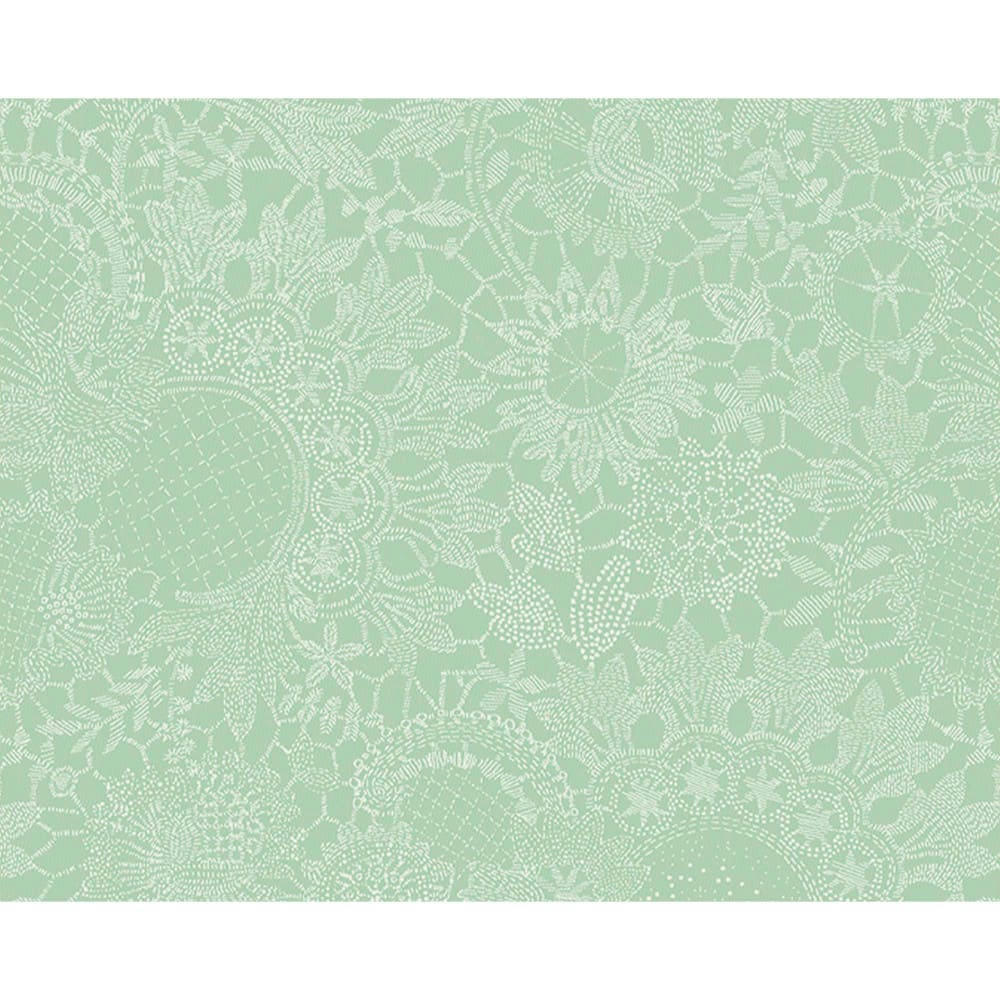 MILLE GUIPURES JADE - Set  pur coton vert 40X50