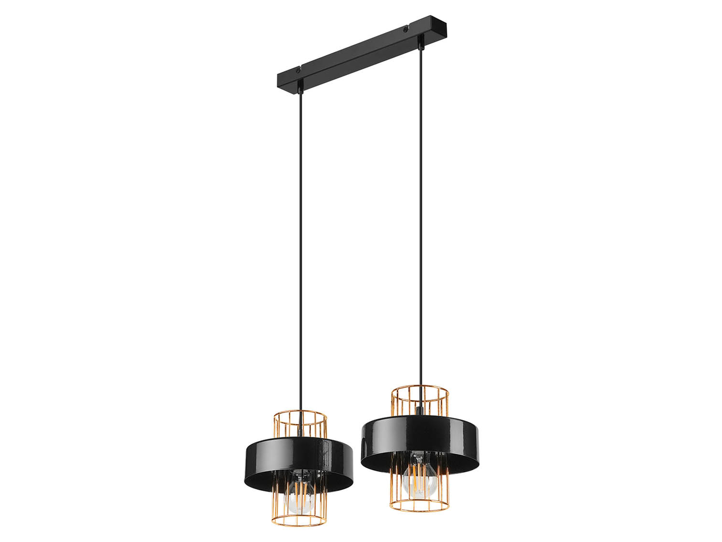 Lampa wisząca Joy 2-punktowa metalowa czarno-złota