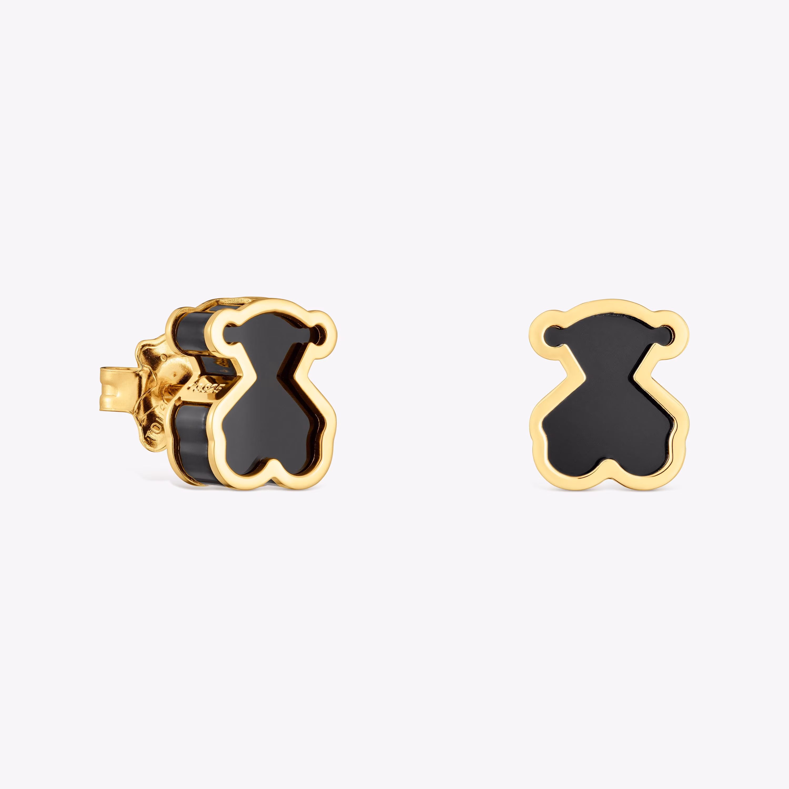 Pendientes con baño de oro 18 kt sobre plata y metacrilato negro Galaxy