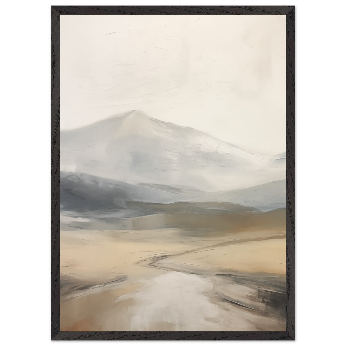 Artfulprints Poster met Lijst Abstract - Fuji path  - 50x70 cm - Taupe