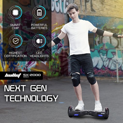 NNEMB SX-2000 Hoverboard Scooter, 500W Brushless, Superior Self Balancing System, UL Certified, LED Lights, Black