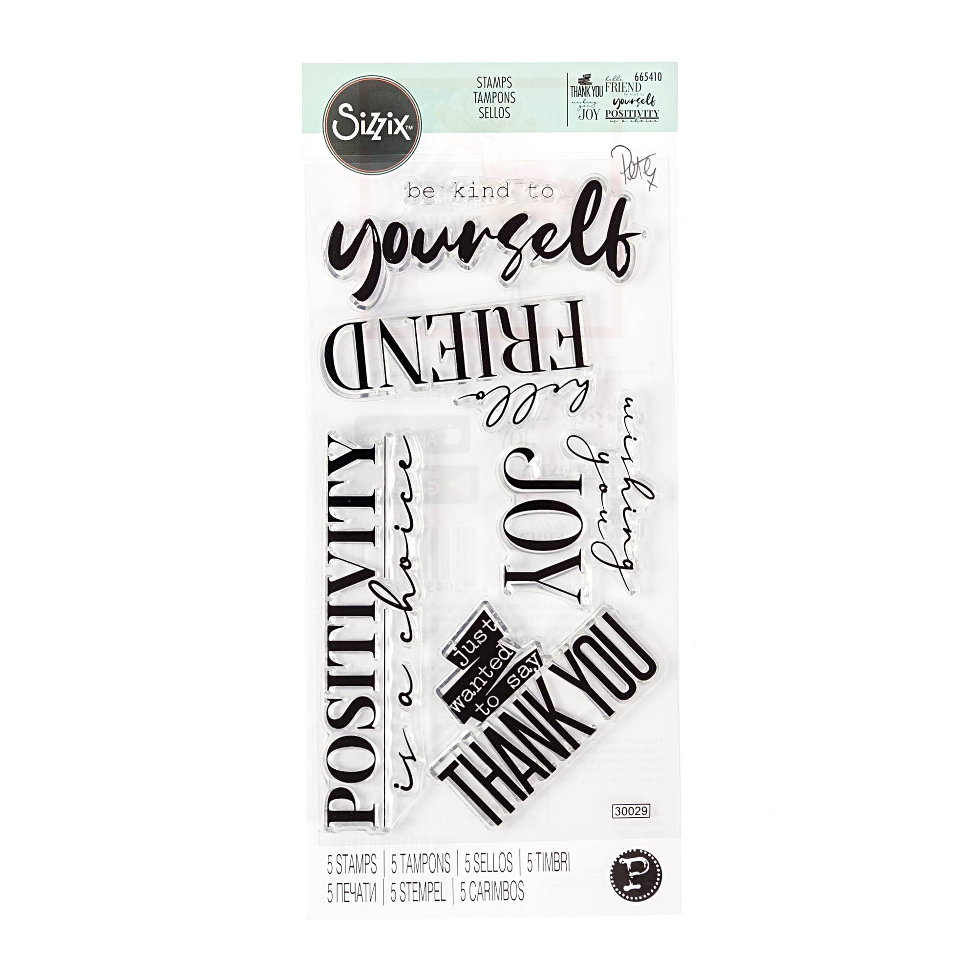 Sizzix Sunny Sentiments 8 Stamp Set 5 Pieces