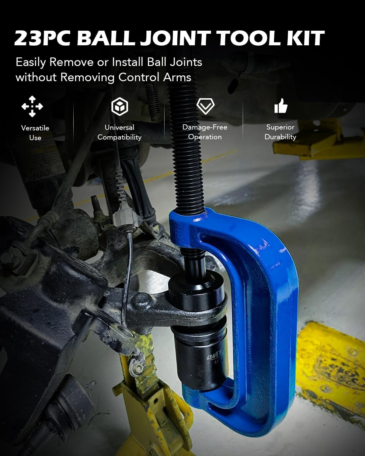 Orion Motor Tech Master Ball Joint Press Kit, 23pc Ball Joint Press & U Joint Removal Kit with Sockets and Universal Adapters, Heavy Duty Ball Joint Tool Set