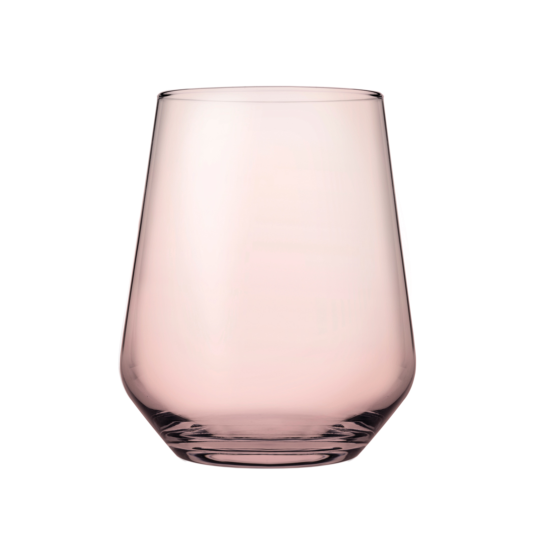 Copo de vidro sem pé rosa