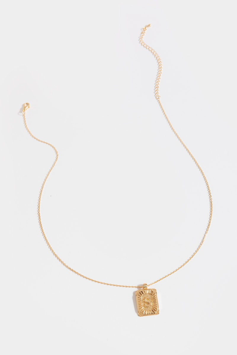 Initial ID Tag Pendant Necklace