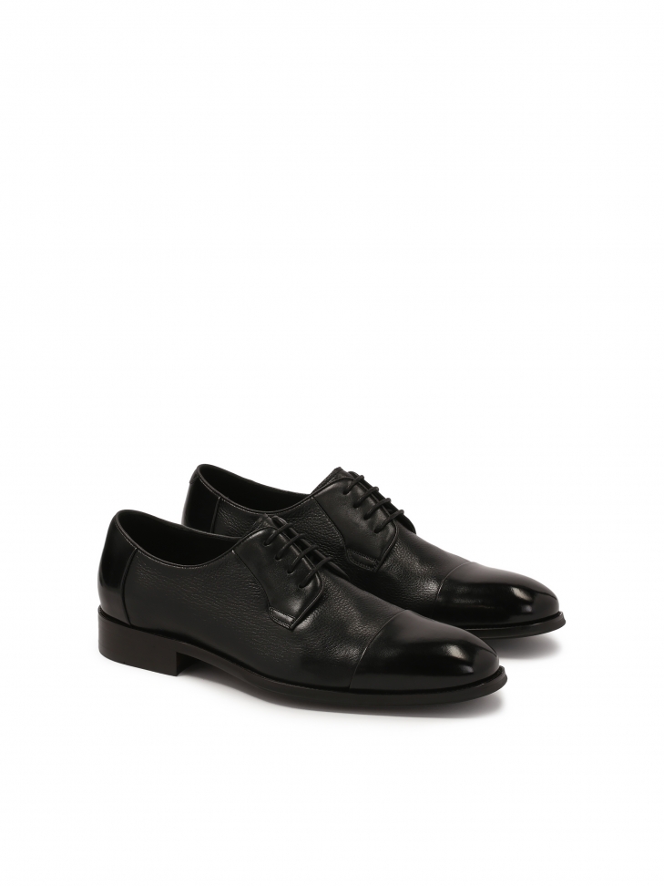 Black men's natural leather shoes