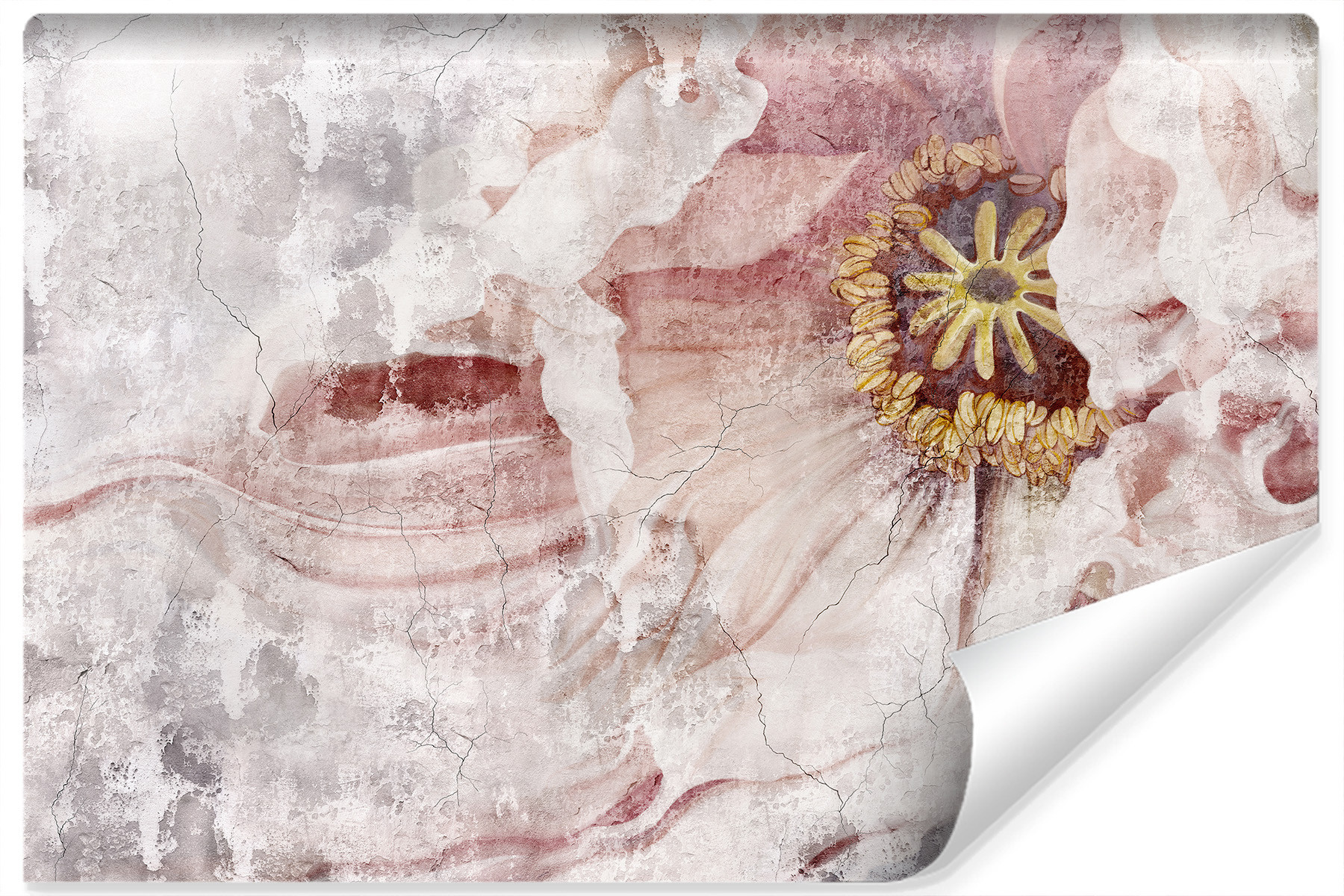 Fototapeta ABSTRAKCYJNY Różowy Kwiat Beton 90x60cm