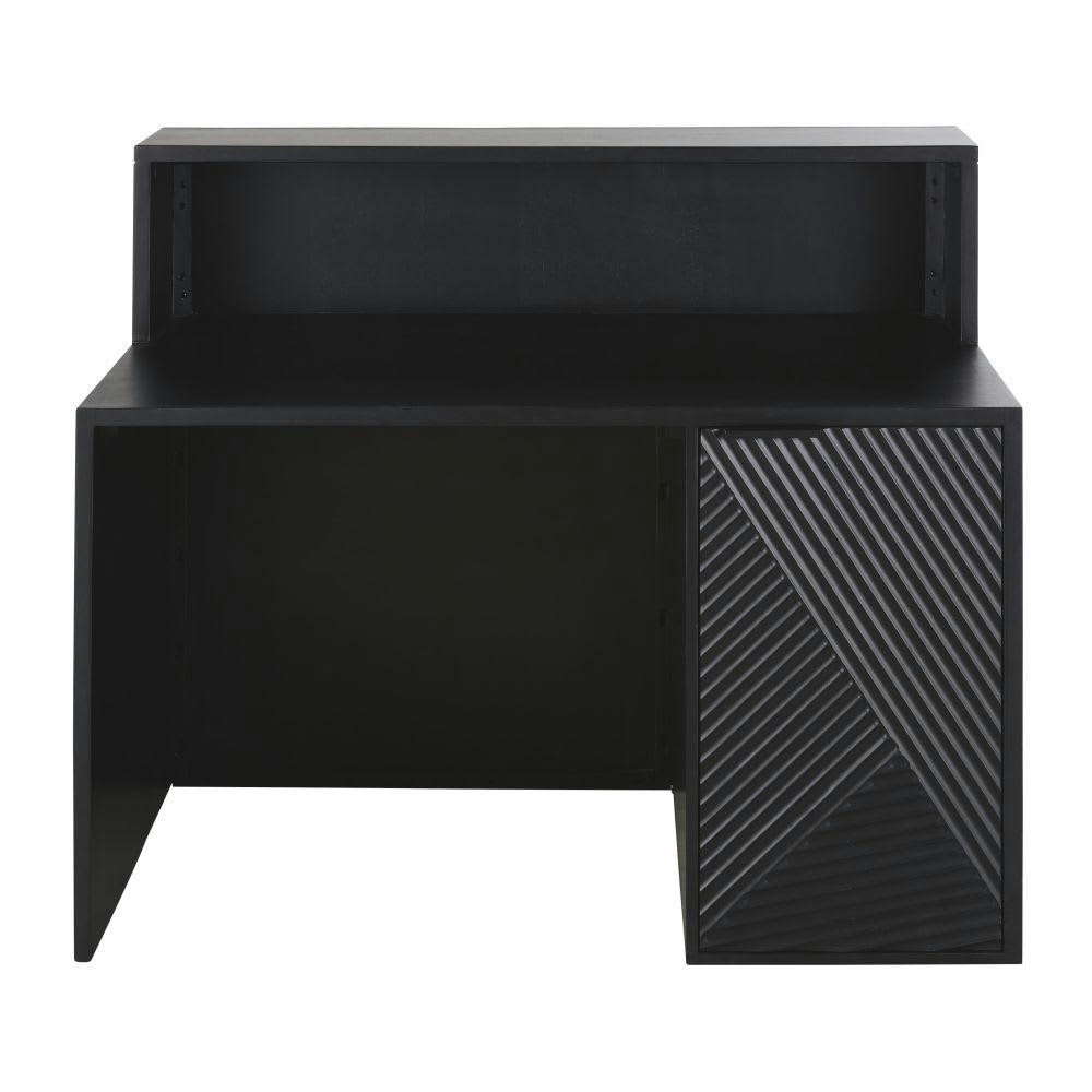 Turkana Business - Comptoir professionnel 1 porte en bois de manguier et métal noir