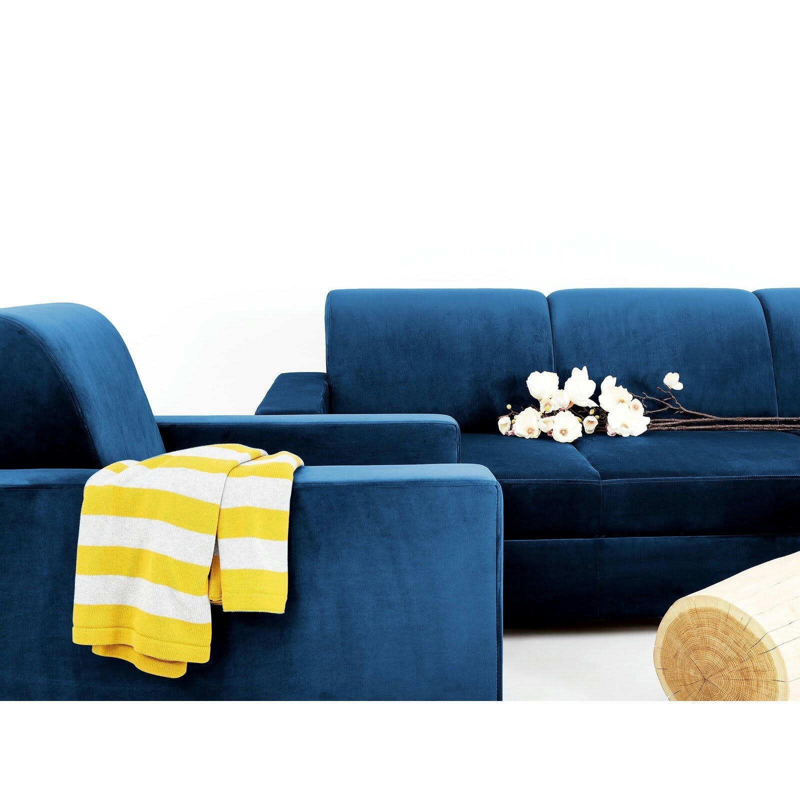 STABLE - Canapé lit Tissu Bleu H. assise 40 cm rembourré