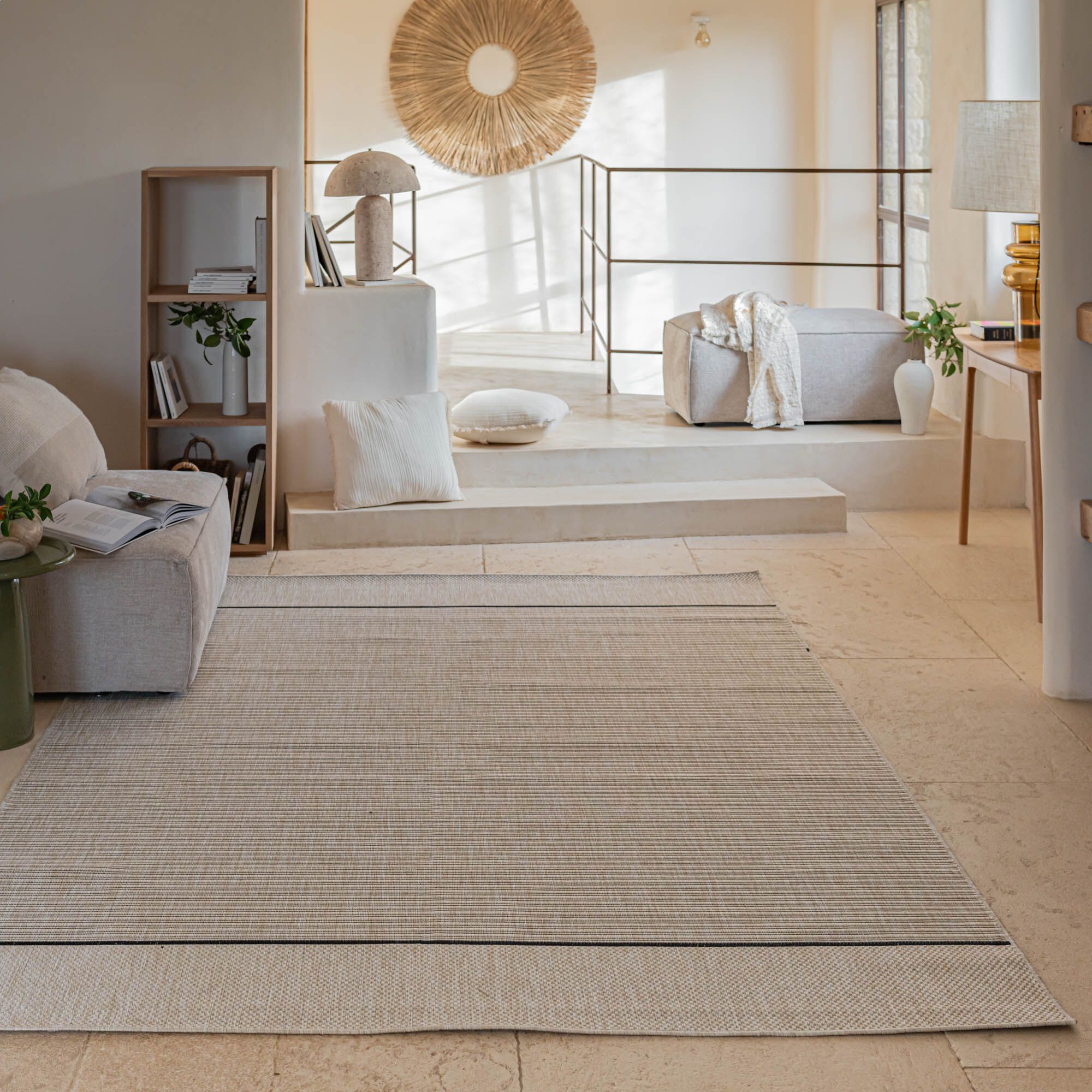 MEDINE - Tapis tissé intérieur extérieur 200x280cm - gris