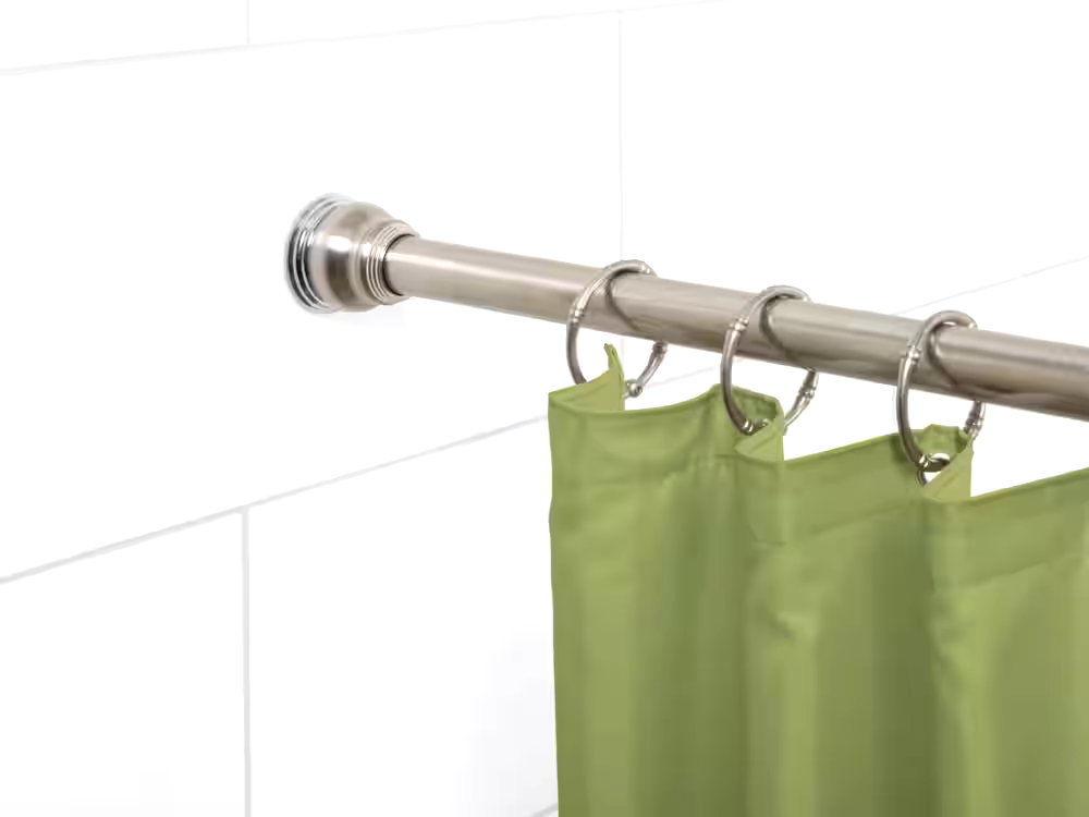 For Living Adjustable Aluminum Two-Tone Shower Curtain Tension Rod, 44-in to 72-in
