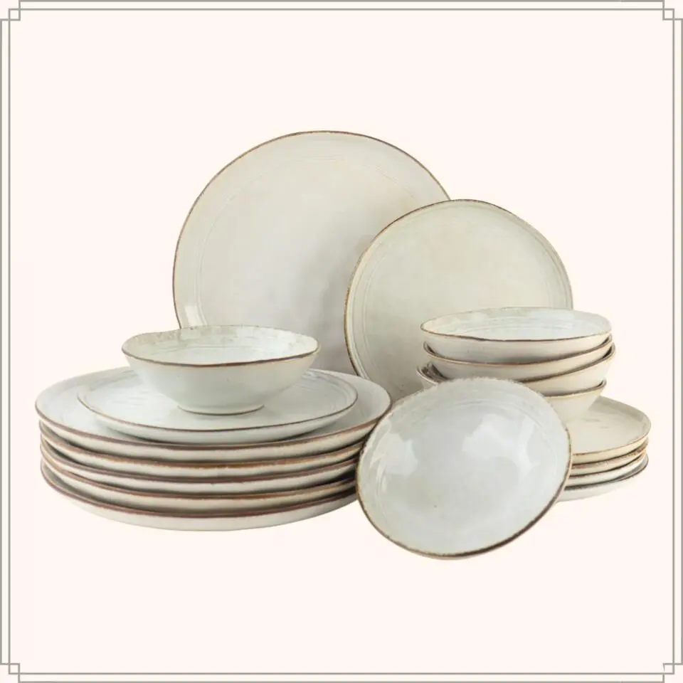 OTIX Serviesset Bordenset 6 Persoons 18-delig Beige Keramiek LILY