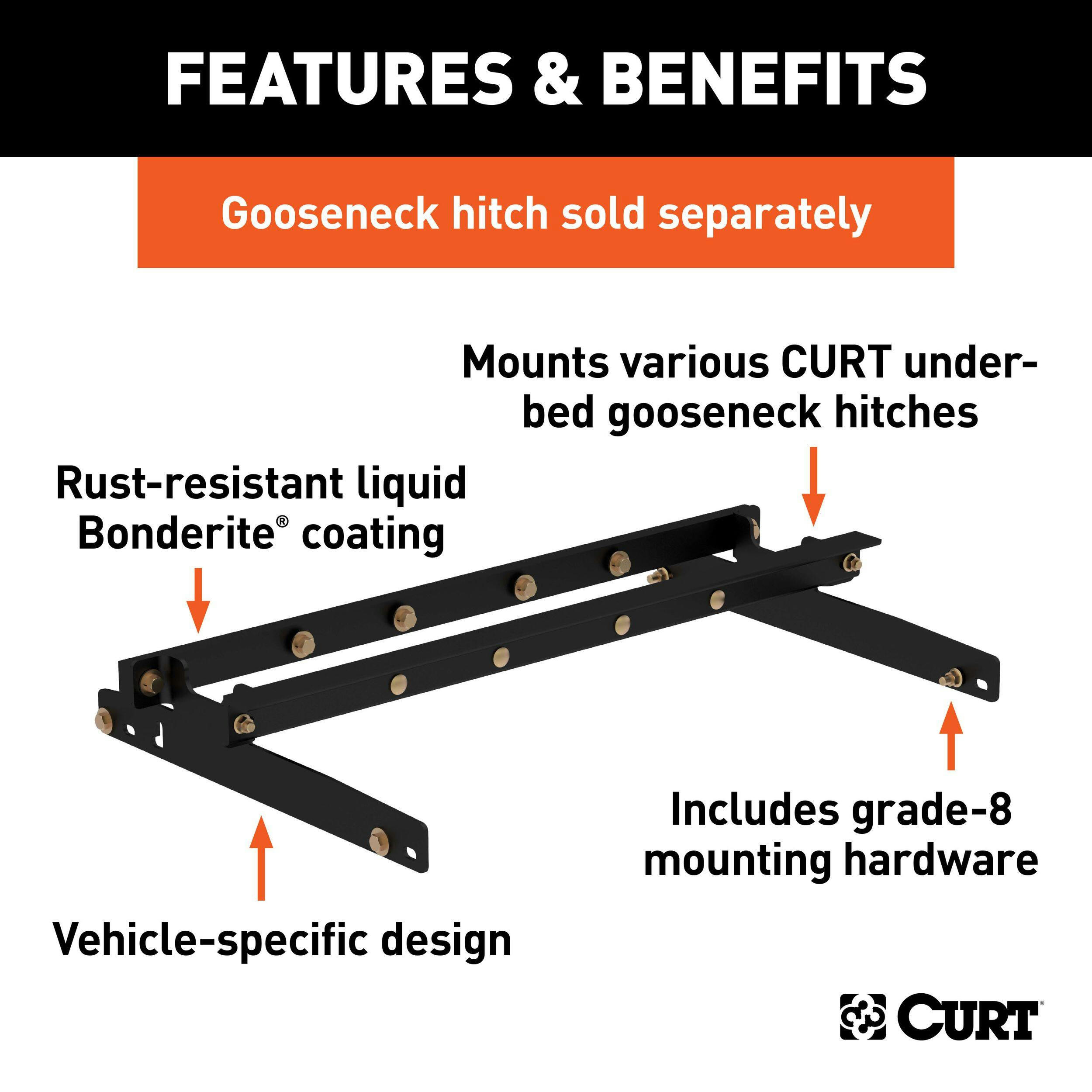 Curt Under-Bed Gooseneck Installation Brackets, Select Models