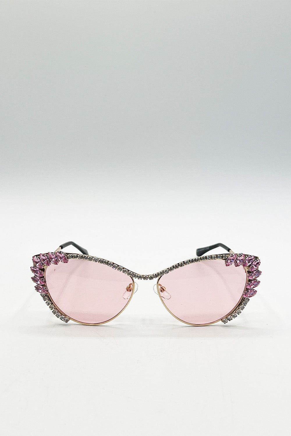 SVNX Cat-Eye Diamante Sunglasses in Pink
