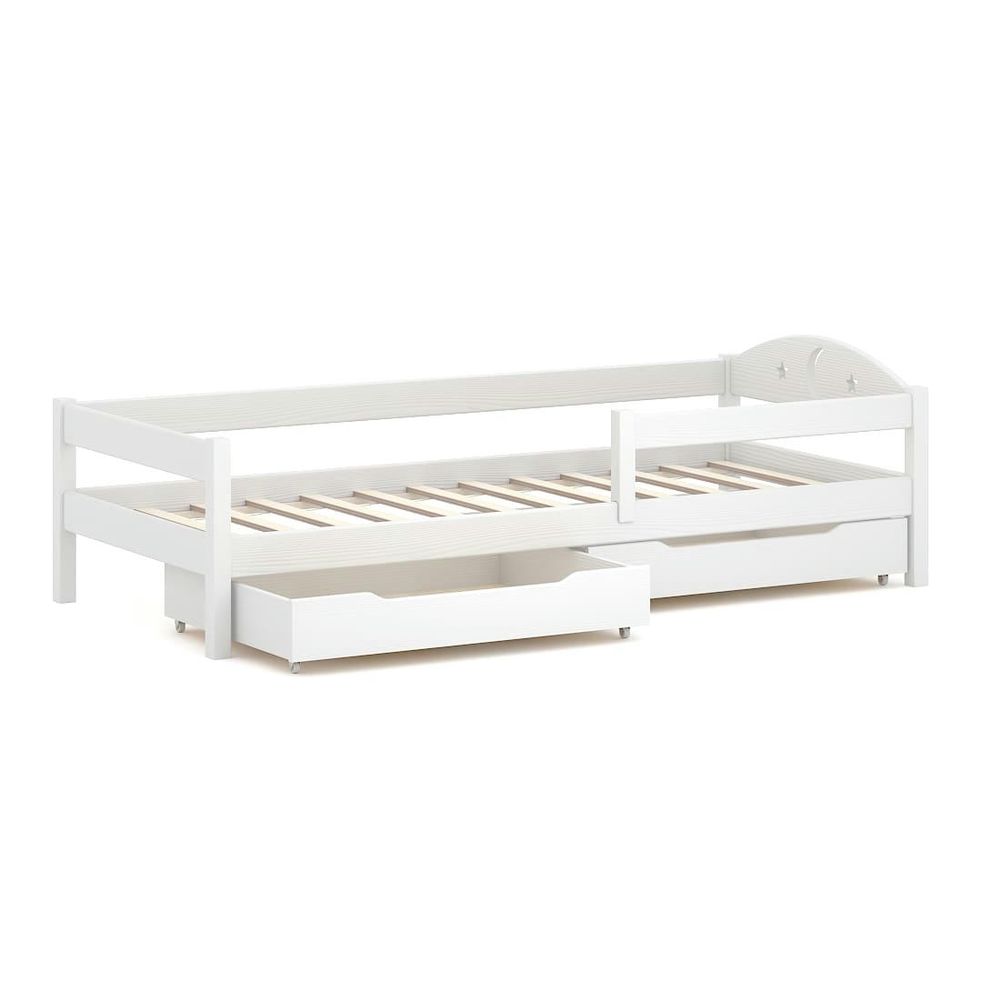 - Lit simple en pin massif 180x80 blanc