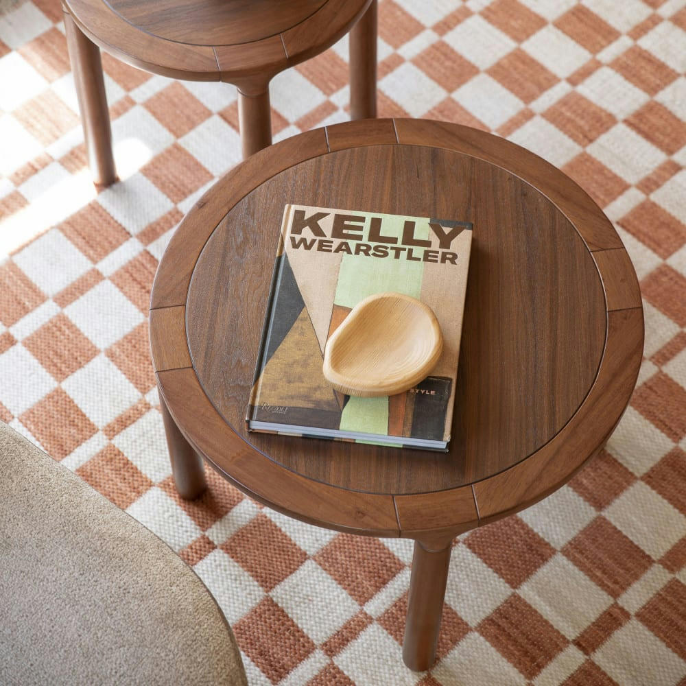 STORM - Table d'appoint ronde en bois D45cm bois foncé