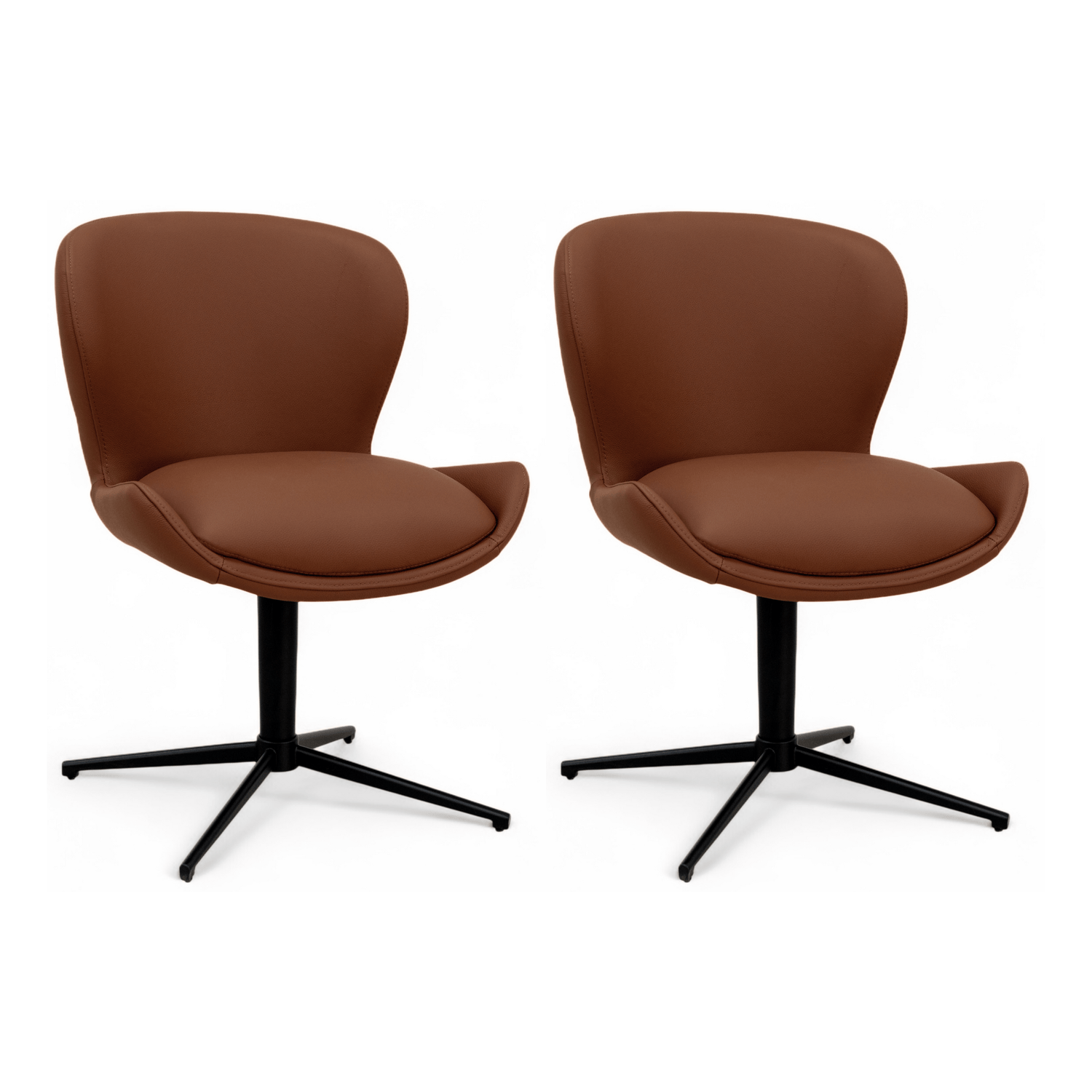 Furnhouse eetkamerstoel Nicklas - Donkerbruin - Leer - Set van 2