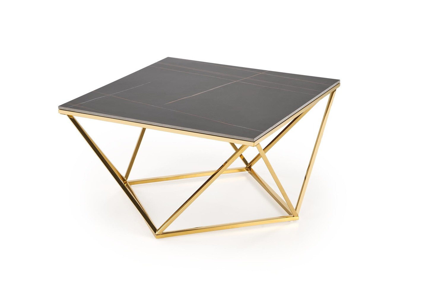Ława FELICIA 80x80 czarny marmur/złota