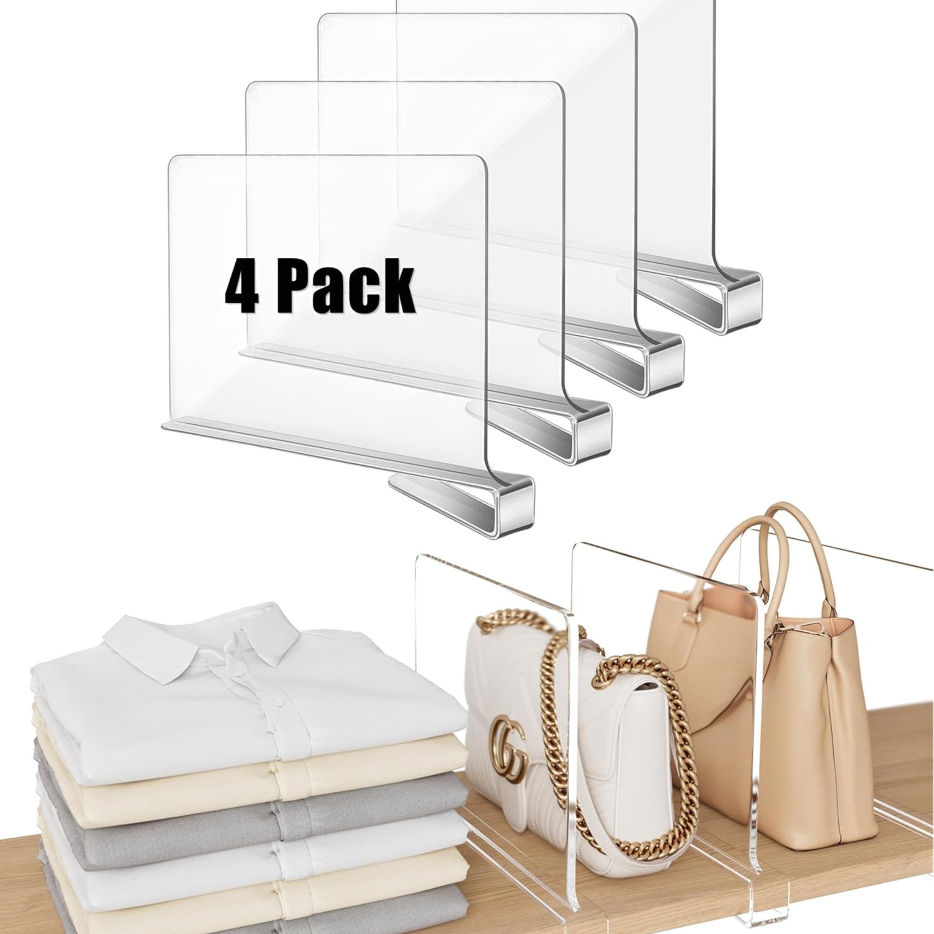 XIVADA Kastverdeler - Plankverdeler - Acryl - Transparant - Set van 4