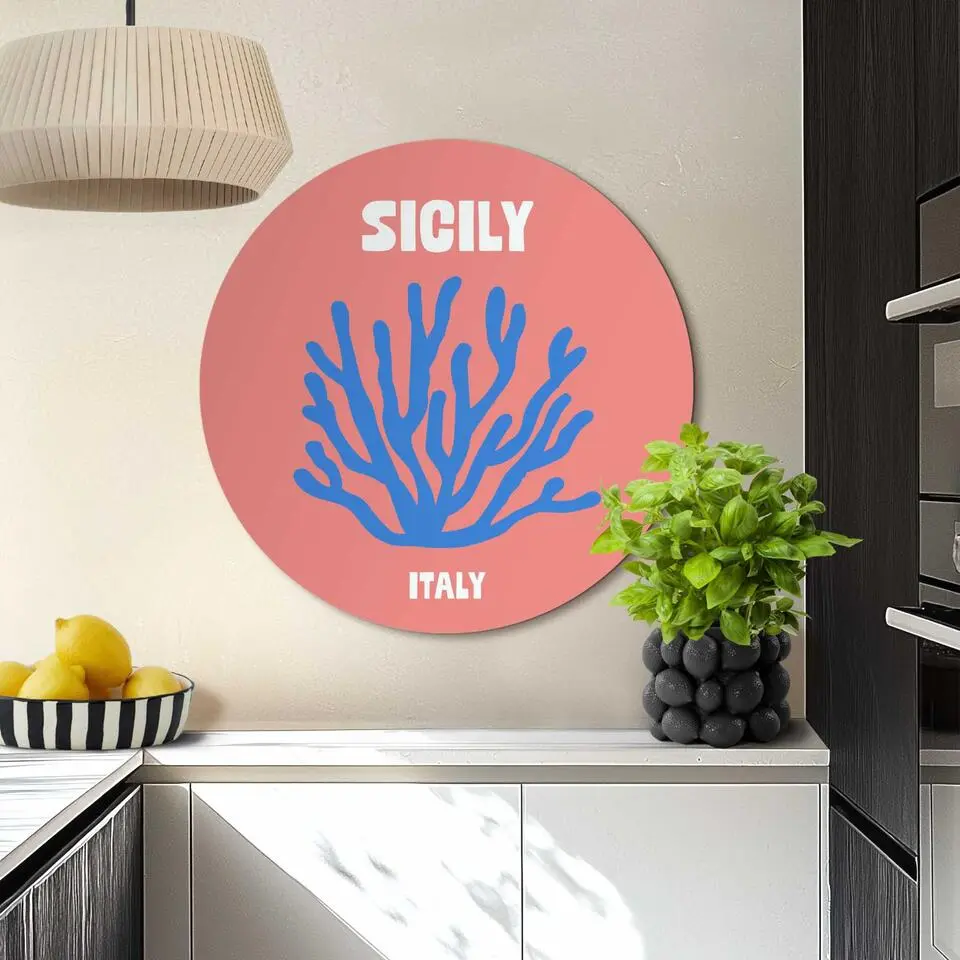 Glasschilderij Sicili? - &Oslash; 70 - Roze