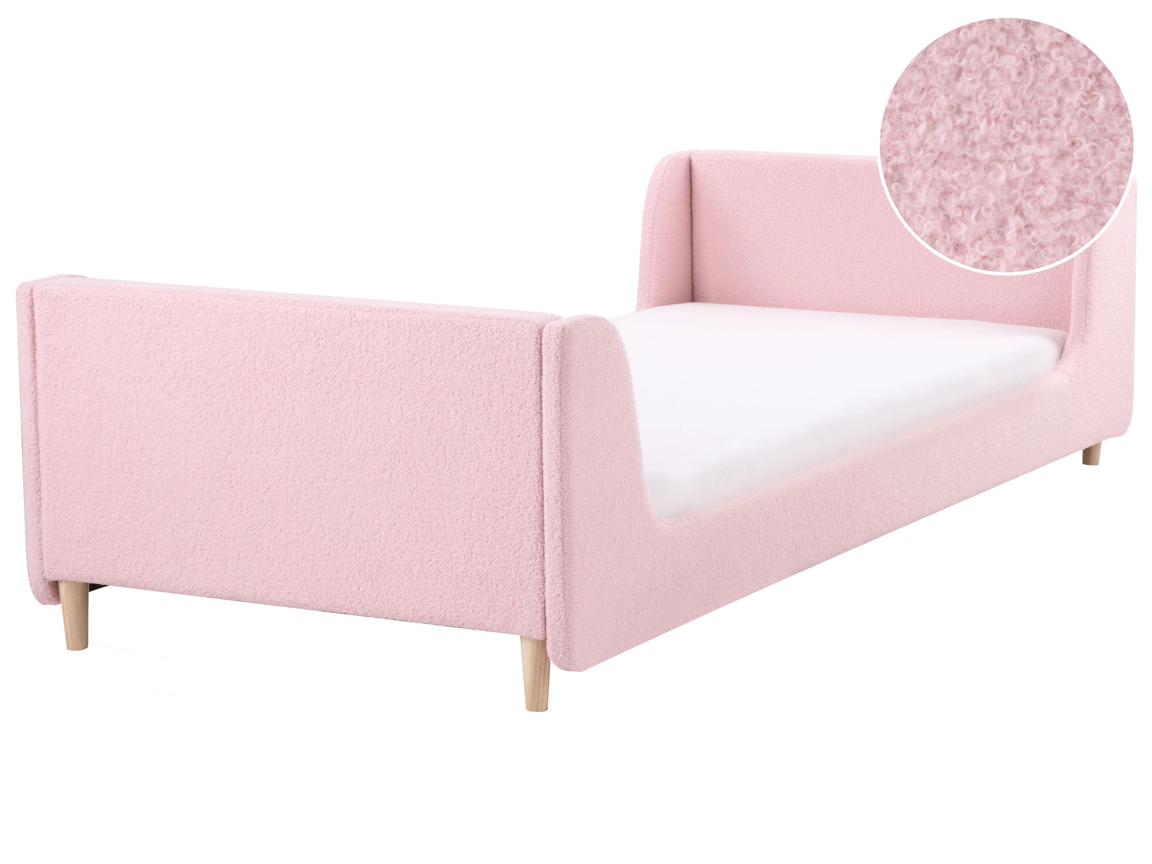 Kids Bed Boucle LAYE 90 x 200 cm (EU Single) Pink