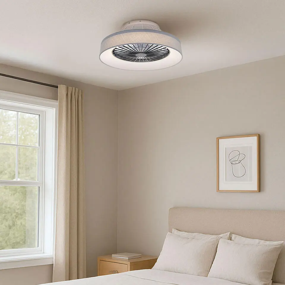 Qazqa plafondventilator emily grijs ge?ntegreerde led