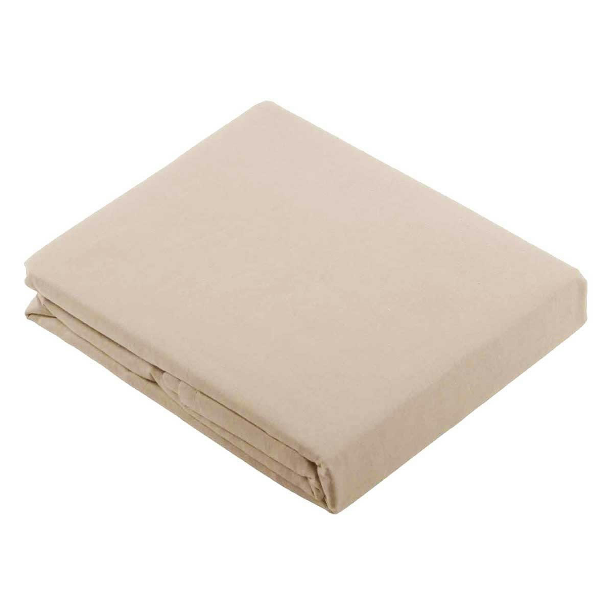 - Drap plat uni en 100 % coton coton naturel  x