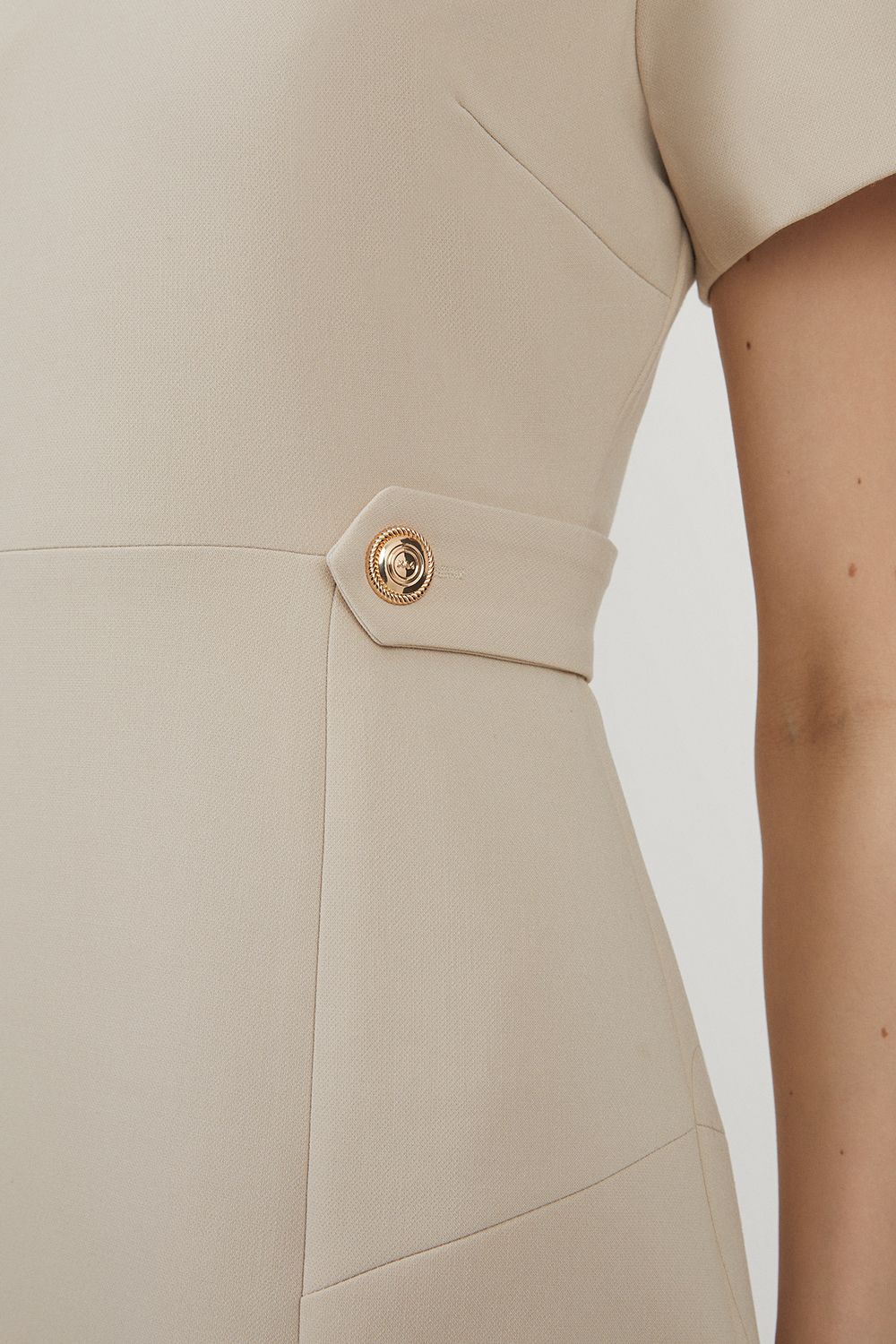 KarenMillen Compact Stretch Essential Waist Tab Detail Tailored Mini Dress