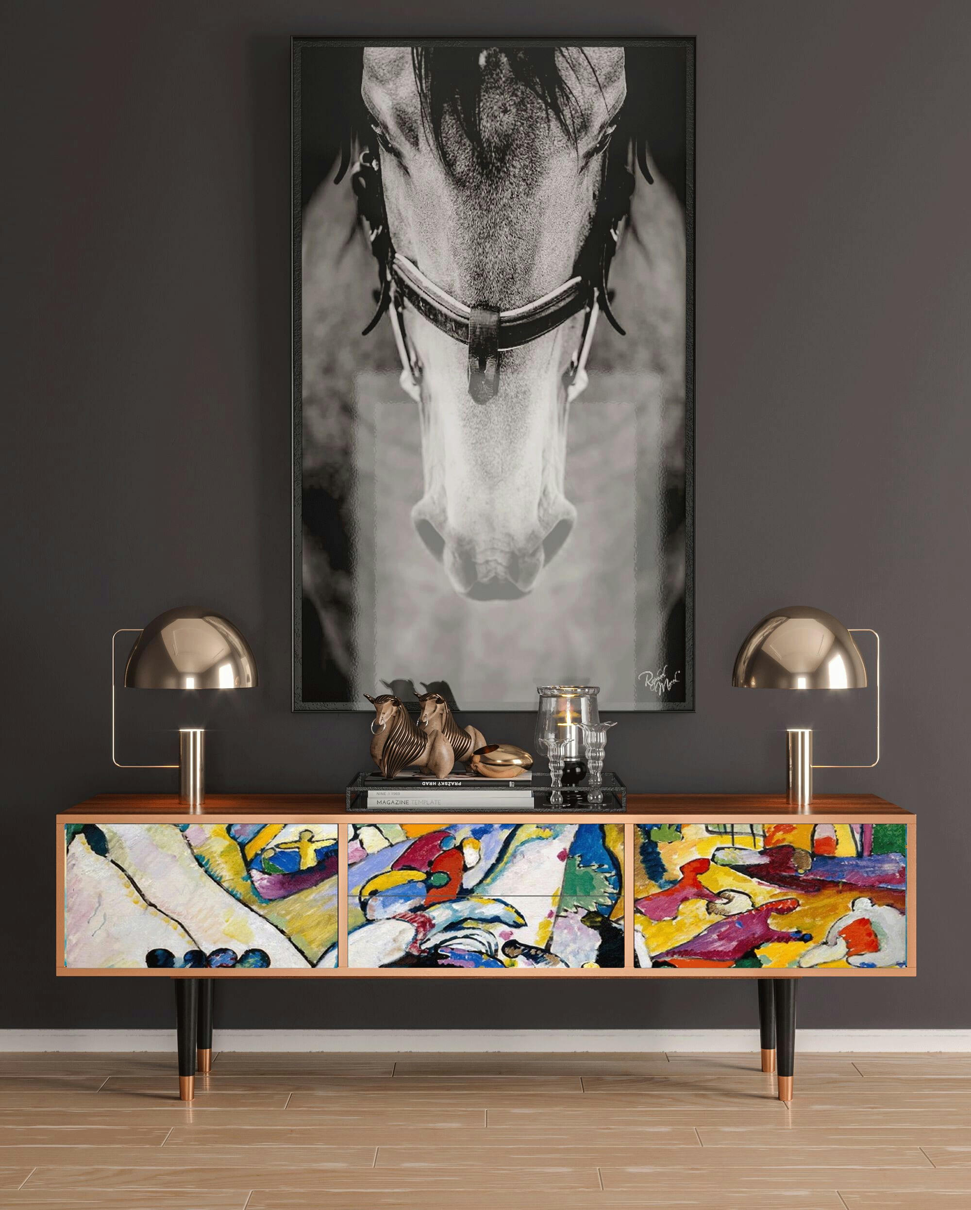 IMPROVISATION 26 BY WASSILY KANDINSKY - Meuble TV  multicolore 2 tiroirs et 2 portes L 170 cm