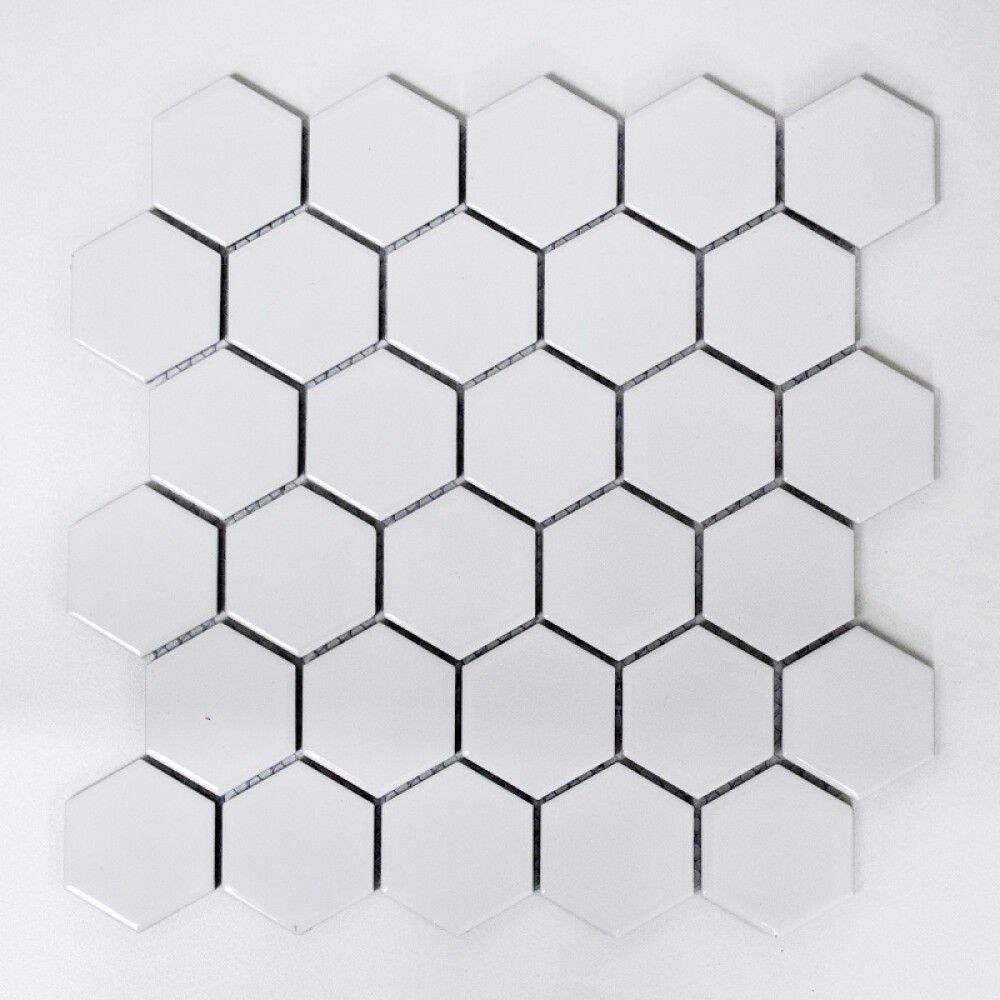 MOSAIKK HEXAGON HVIT BLANK 5,1X5,9CM
