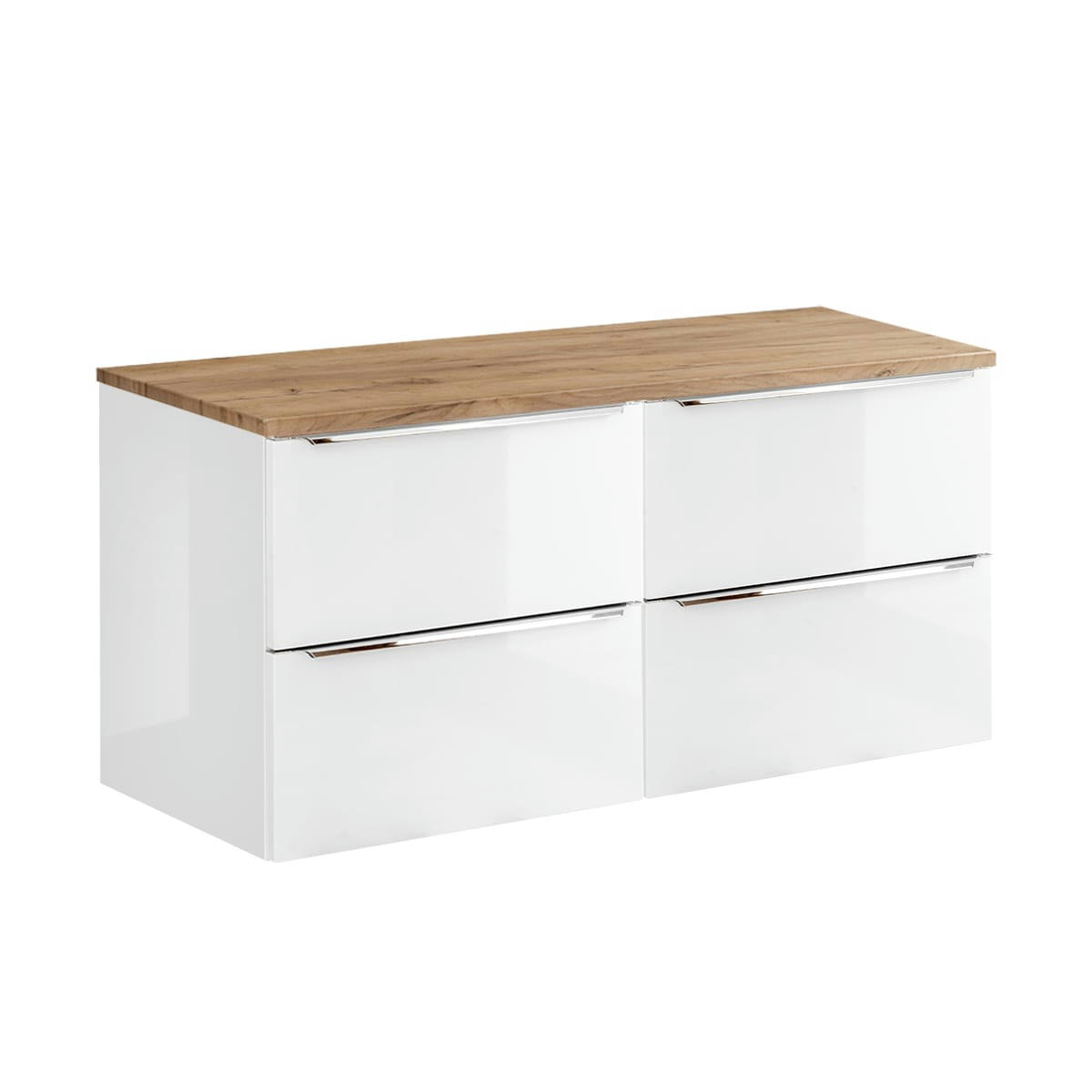 - Meuble sous-vasque 120cm plan de toilette blanc et naturel