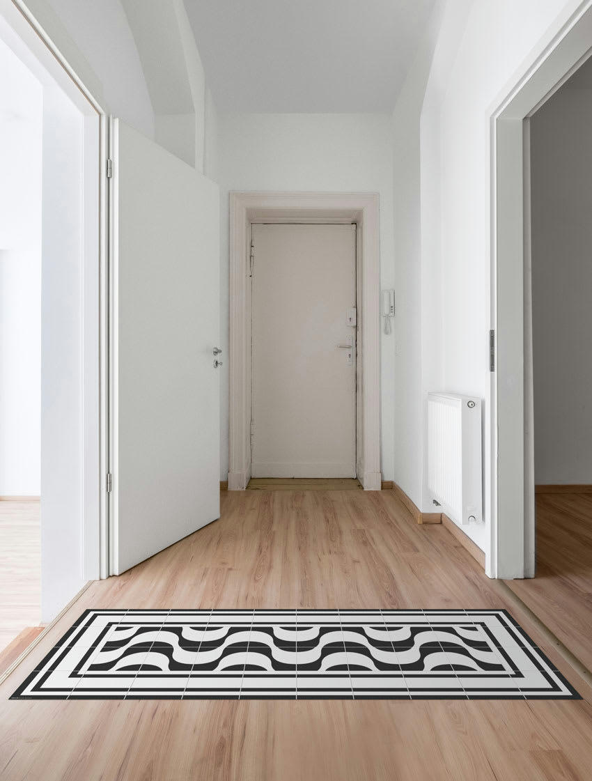 CONTEMPORAIN - Tapis en vinyle Copacabana noir 60x80