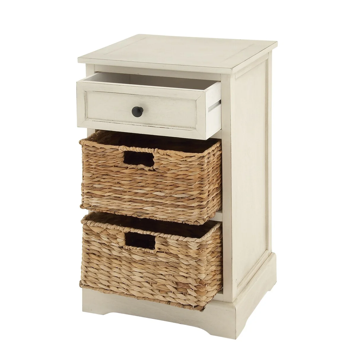 Ariana Off White Solid Wood 3-drawer Storage Side Table Nightstand