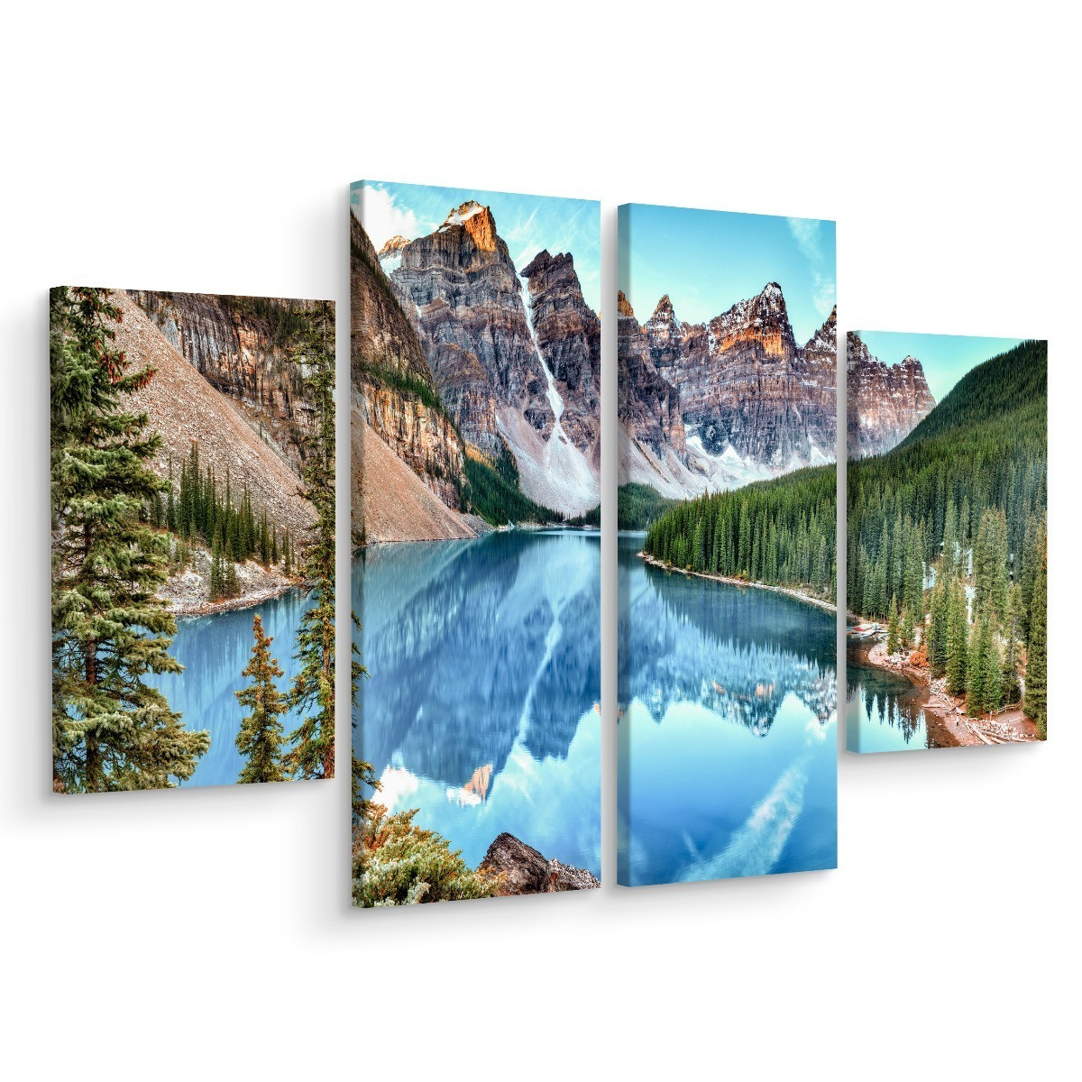Obraz 4-Częściowy GÓRY Jezioro Drzewa 3D 80x60cm