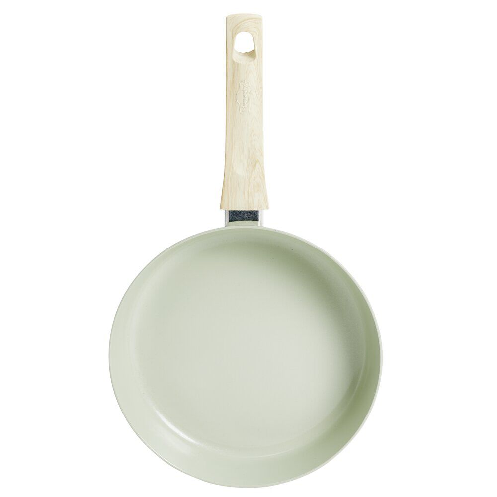 Poêle poignée effet bois aluminium et céramique vert Ø24cm