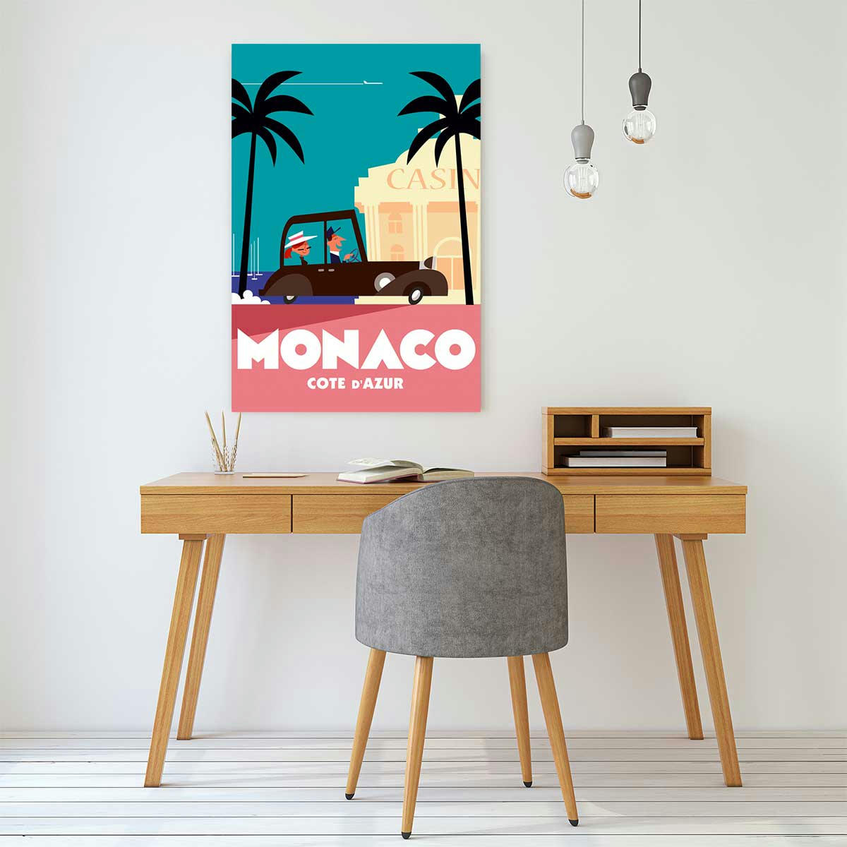 - Tableau voyage à monaco imprimé sur toile 30x45cm