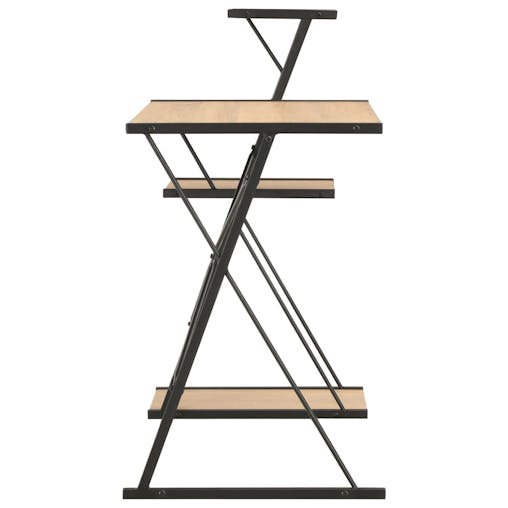 NNEVL Desk with Shelf Black and Oak 116x50x93 cm