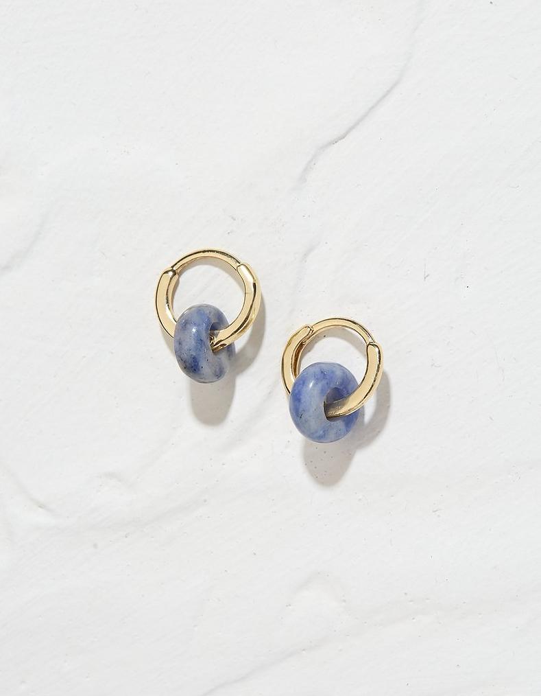 Stone Huggy Hoop Earring