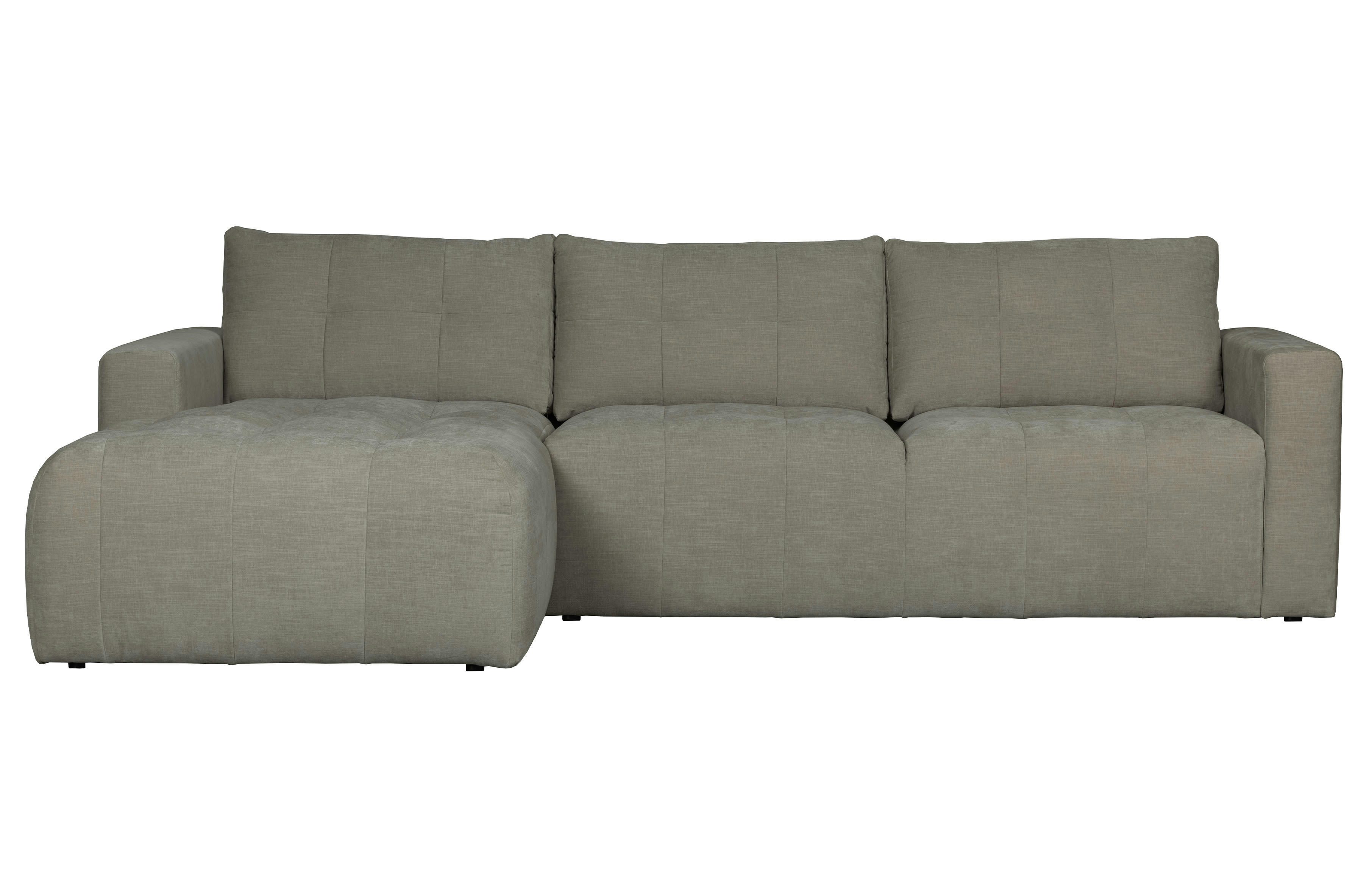 BAR - Canapé d'angle gauche 3 places en tissu gris clair