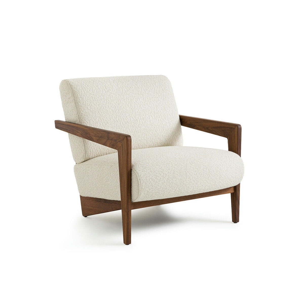 Fauteuil noyer massif et bouclette, Izag