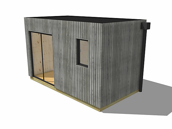 Extension bois traité autoclave en bois 4,4 x 2,4 x 2,7 m avec plancher isolé / menuiseries alu k-line