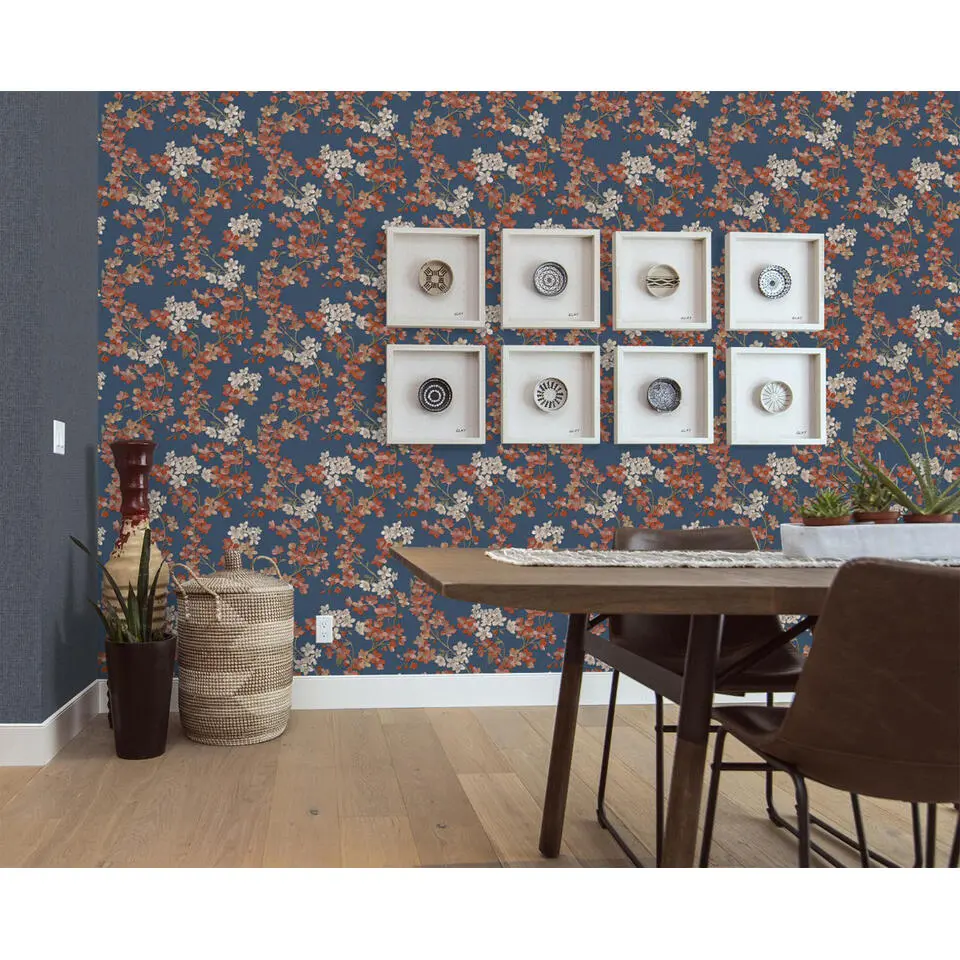 Dutch Wallcoverings - Grace Cherry blossom blue/copper - GR322206