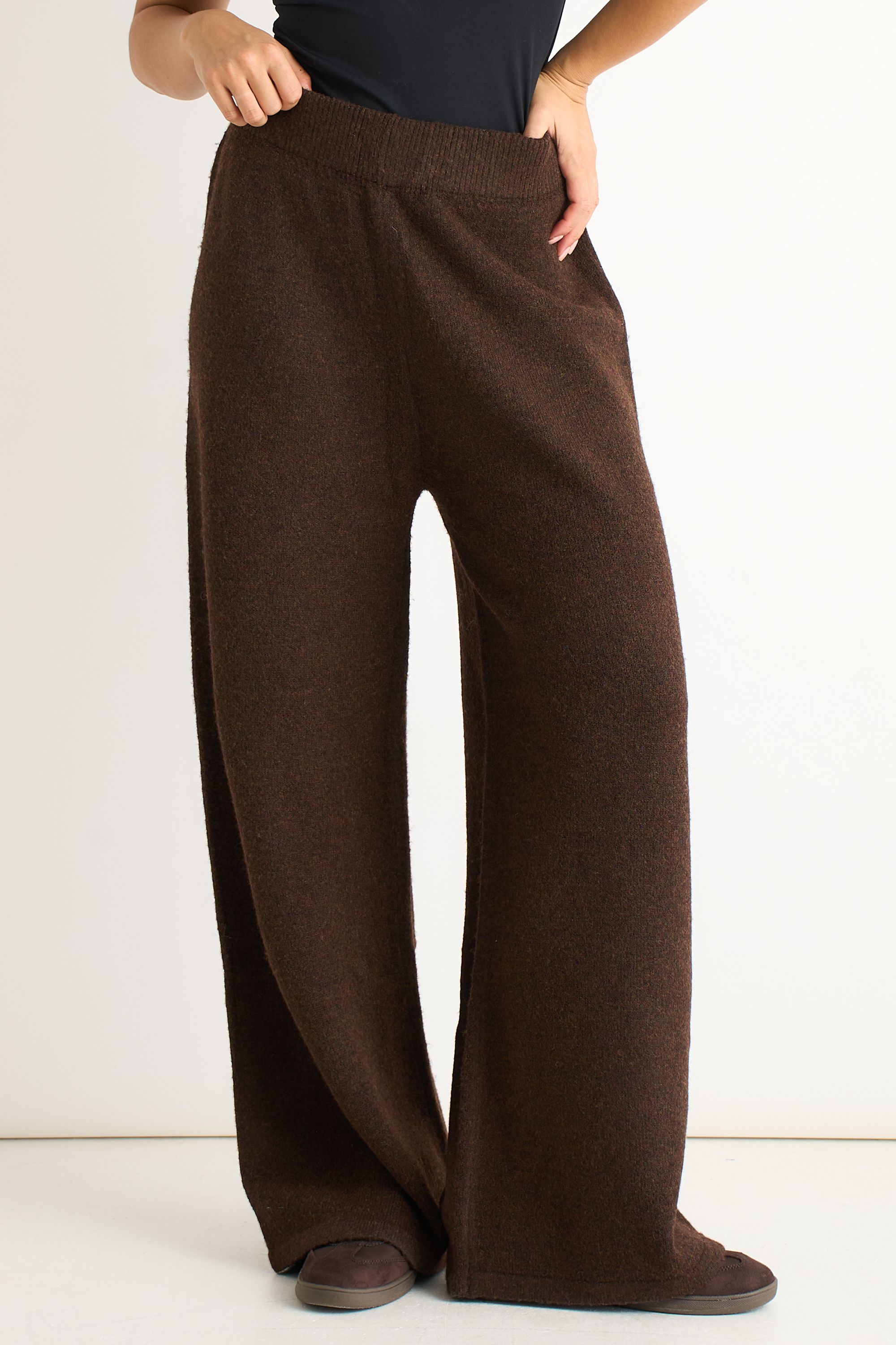 Gini London Brown Pull On wide Leg Trousers
