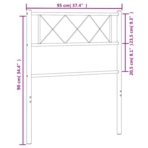 NNEVL Metal Headboard White 90 cm