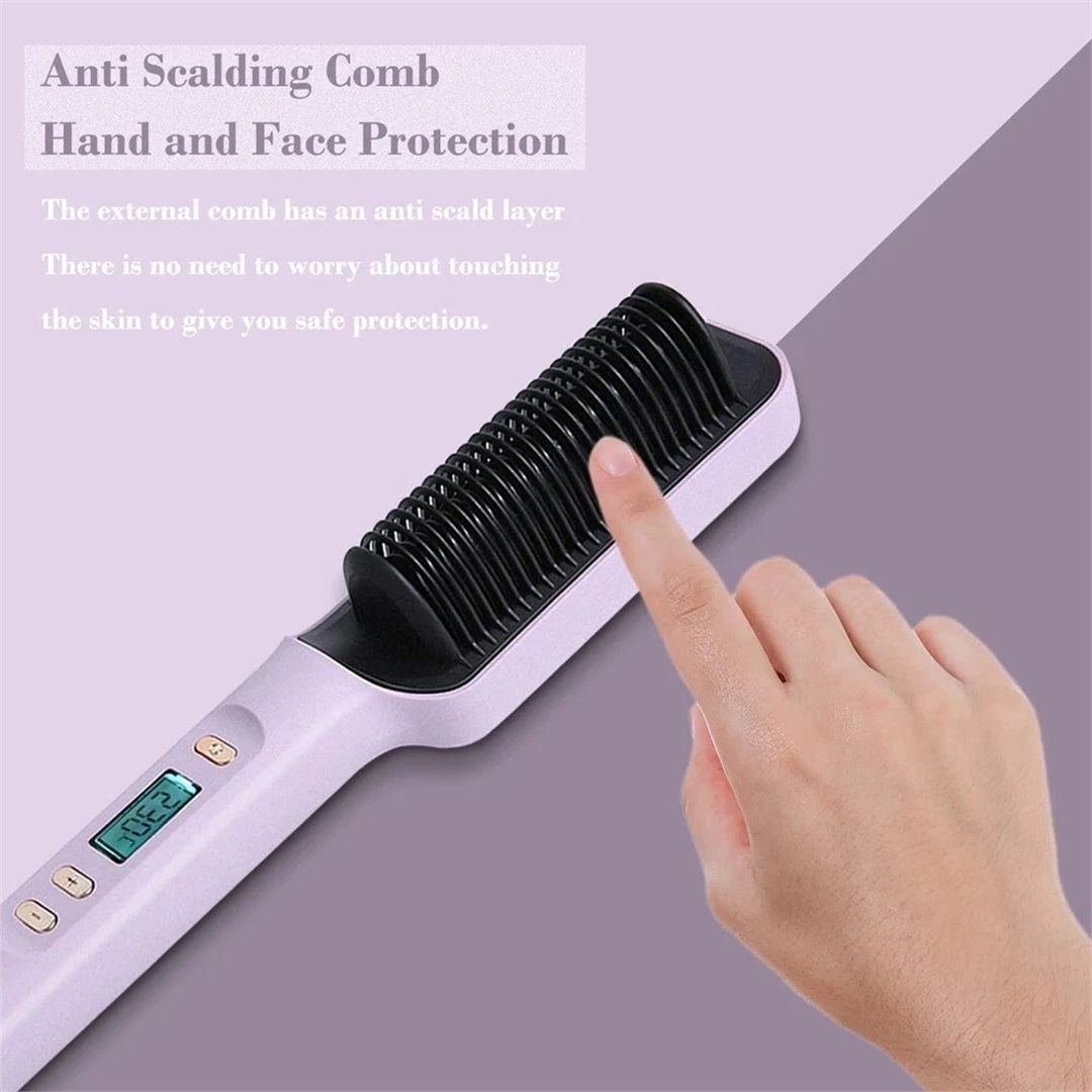 Nordara Purple Electric Hair Straightener Brush Negative Straightening